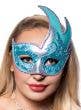 Silver Swan Women's Masquerade Mask With Aqua Glitter Front On