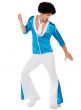 Blue and White Men's Groovy 1970's Costume - Alternative Image