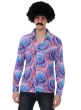 Image of Boho Men's 70s Purple Disco Costume Shirt - Close Image