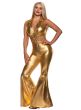 Image of Metallic Gold 1970s Sexy Disco Women's Costume - Main View