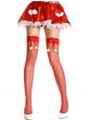 Women's Xmas Pom Pom Sexy Red Fishnet Thigh High Christmas Costume Stockings