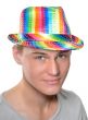 Adult's Satin Sequined Rainbow Fedora Costume Accessory Hat