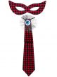 Red and Black Check Tie and Mask with Eyeball Embellishment