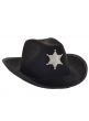 Black Feltex Adult's Sheriff Cowboy Costume Hat with Silver Star