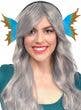 Deluxe Blue and Orange Latex Mermaid Costume Accessory Set with Tail and Fins Headpiece - Model Image 2