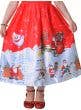 Image of Deluxe Red and White Santa Print Girl's Christmas Dress - Close View 2