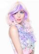 Women's Deluxe Long Curly Pastel Rainbow Heat Resistant Costume Wig with Fringe Alternative View 2
