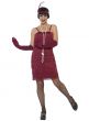 Womens Burgundy Flapper Dress - Main Image