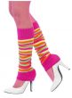 Rainbow Striped Pink 80s Leg Warmers