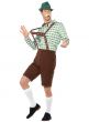 Men's Alpine Bavarian Green and Brown Lederhosen Oktoberfest Fancy Dress German Costume - Alt View