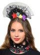 Day of the Dead spiderweb flowers sugar skull crown tiara headband costume accessory main image