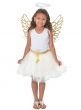 Gold and White Girls Christmas Angel Costume Set with Tutu, Wings and Halo