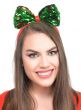 Green and Gold Sequined Bow Costume Headband