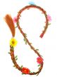 Long Ginger Red Braided Headband with Coloured Flowers Costume Accessory