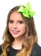 Neon Green Large Bow On Clip 80's Costume Accessory