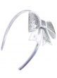 Girls Silver Costume Headband with Cute Silver Sequinned Bow