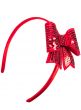 Girls Red Costume Headband with Cute Red Sequinned Bow