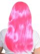 Womens Neon Pink Long Straight Costume Wig with Front Fringe - Back Image