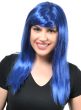 Image of Straight Royal Blue Women's Costume Wig with Fringe