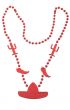 Beaded Red Sombrero and Chilli Mexican Necklace Costume Accessory Main Image