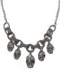 Women's Silver Halloween Pirate Skulls Costume Necklace Close Up Image