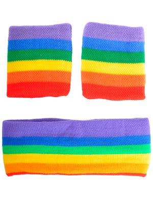 Image of Rainbow Wrist and Head Sweatbands Set