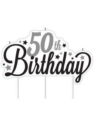 Image of 50th Birthday Silver and Black Birthday Cake Candle