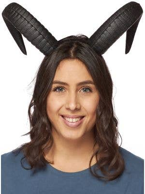 Image of Soft Grey Foam 19cm Goat Horns Costume Headband - Main Image