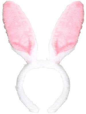 Image of Classic Furry White and Pink Bunny Ears on Headband
