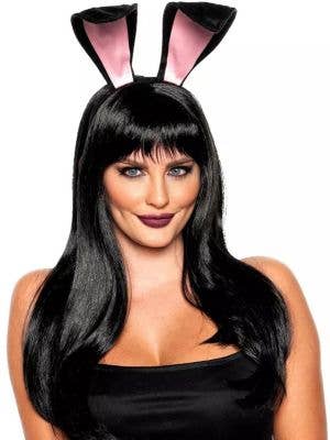 Image of Soft Black and Pink Bunny Ears and Tail Set - Main Image