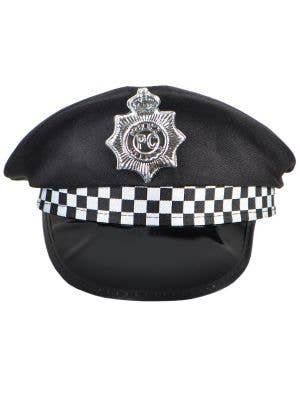 Image of Chequered Black and White Police Costume Hat - Front View