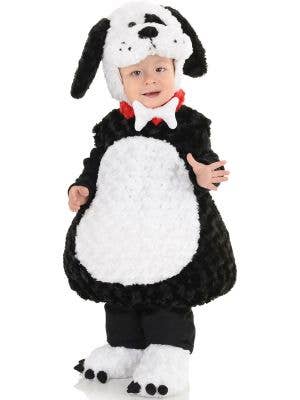 Image of Fluffy Black and White Infant Puppy Dog Costume