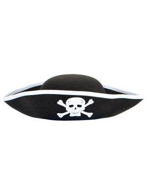 Image of Skull and Crossbones Black and White Pirate Costume Hat - Front View