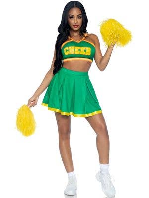 Image of Bring it Baddie Women's Sexy Green Cheerleader Costume - Front View