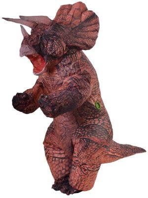 Image of Inflatable Brown Triceratops Adult's Dinosaur Costume - Front Image