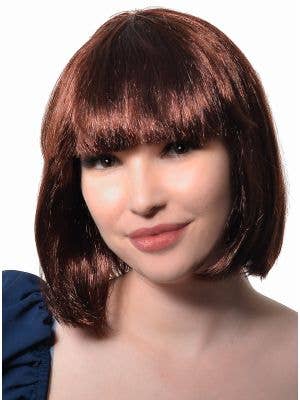 Image of Short Brown Women's Bob Costume Wig with Fringe