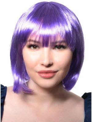 Image of Short Purple Women's Bob Costume Wig with Fringe