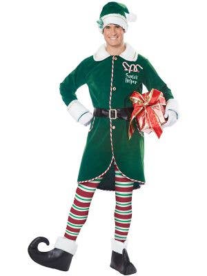 Men's Green Workshop Elf Christmas Costume Front
