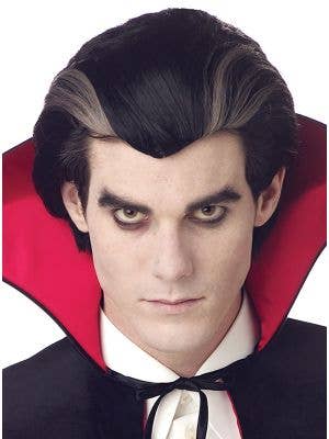 Black And White Streaked Men's Halloween Vampire Costume Wig Main Image
