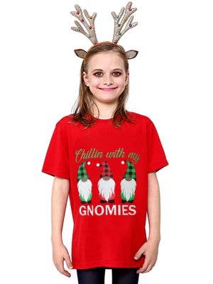 Image of Chillin With My Gnomies Kids Funny Christmas Shirt