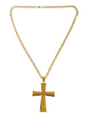 Large Deluxe Gold Ornate Cross Nun, Priest or Halloween Costume Accessory Jewellery