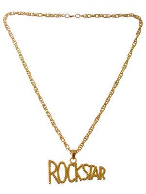 Large Gold Rockstar Deluxe Pendant on Chain Costume Accessory Jewellery