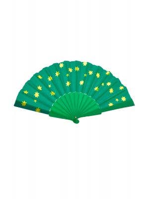 CUT SOU6698 Green and Gold Australia Themed Hand Fan Sports Fan Novelty Accessory Close - Second Image