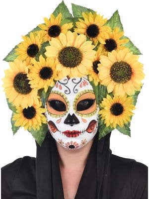 Image of Day of the Dead Sunflower Sugar Skull Costume Mask