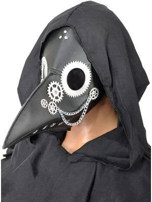 Image of Steampunk Plague Doctor Deluxe Black Halloween Mask - Main Image