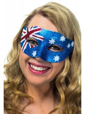 Australia Day Party Mask Australian Flag Glitter Mask - Main View