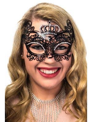 Deluxe Black Flexible Metal Crown Princess Masquerade Mask