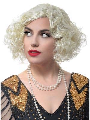 Movie Star Platinum Blonde Flapper Costume Wig - Main Image