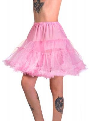Women's Light Pink Thigh Length Fluffy Costume Petticoat
