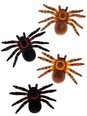 Image of Flocked Black and Brown 4 Pack Halloween Spiders
